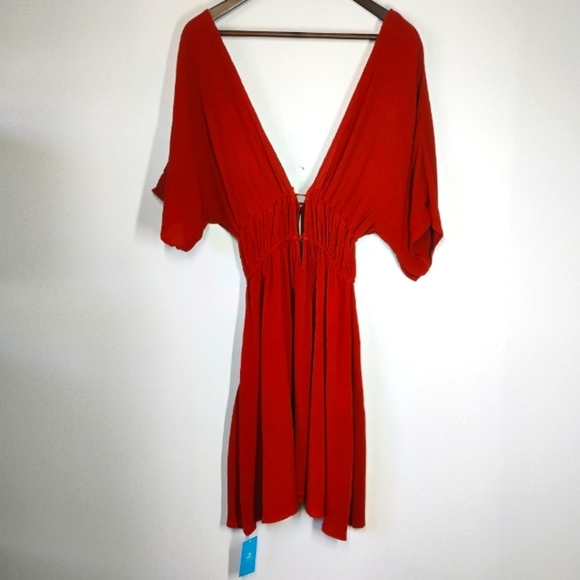 Cupshe V Neck Cover Up Dress Rust Orange Pool Beach Vacation Size Medium - Picture 13 of 13